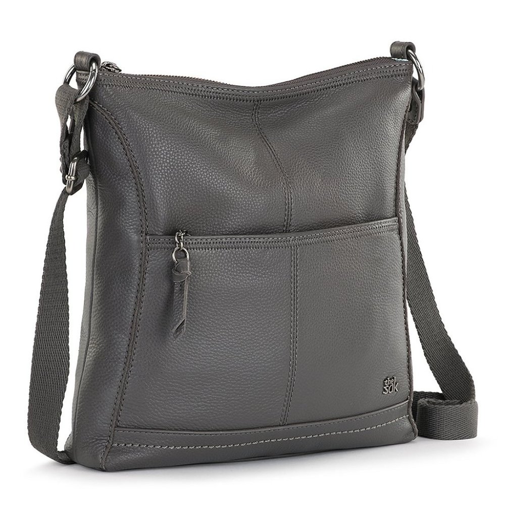 The Sak Iris Leather Crossbody Bag With Adjustable Strap Slate Gray